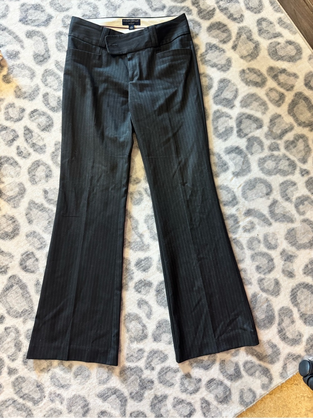 Banana Republic Martin Fit Pinstripe Dress Pants Size 6 Black Work  Trousers